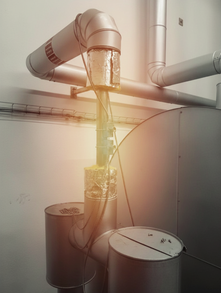 Clamp-on ultrasone flowmeter op industriële leiding voor niet-invasief warmteverlies meten